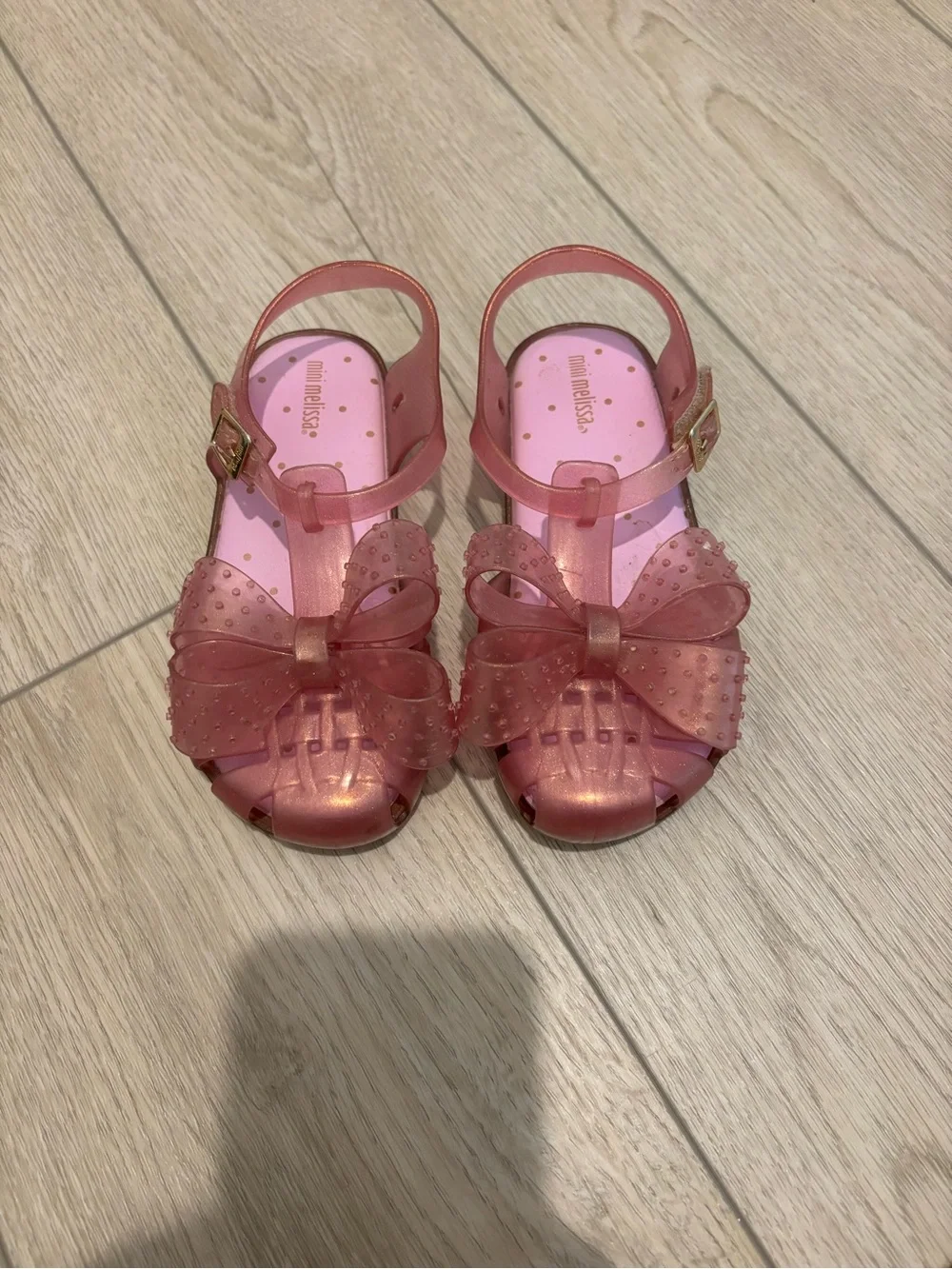 Mini Melissa Pink Jelly Sandals with Bow Accent